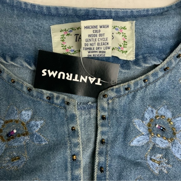 Tantrums Vintage Denim Jacket Womens Boho Embroidered Studded NWT Size Medium - Picture 7 of 16